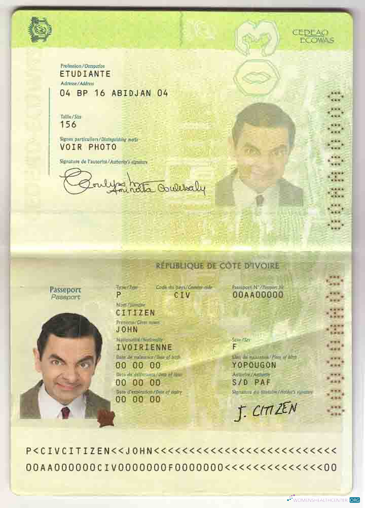 Download Cote D’Ivoire passport Photoshop template